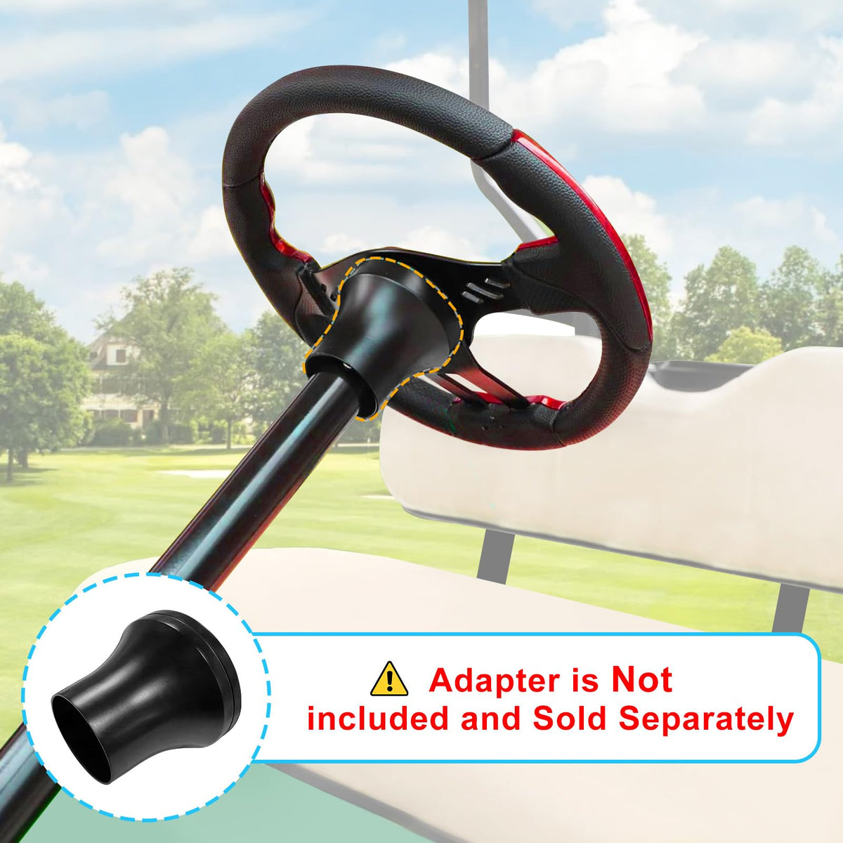 iLSKW golf cart steering wheel Club Car DS front view provides steady steering.