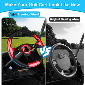 iLSKW golf cart steering wheel EZGO TXT side grip supports comfortable turning.