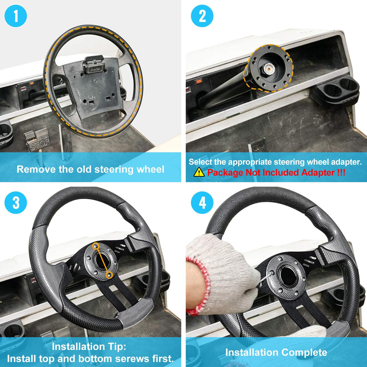 iLSKW universal-fit steering wheel fits most carts with a smooth turning experience.