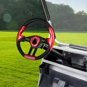 iLSKW golf cart steering wheel universal PVC aluminum grip improves turning.