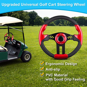 iLSKW golf cart steering wheel Yamaha G29 front view with ergonomic feel.