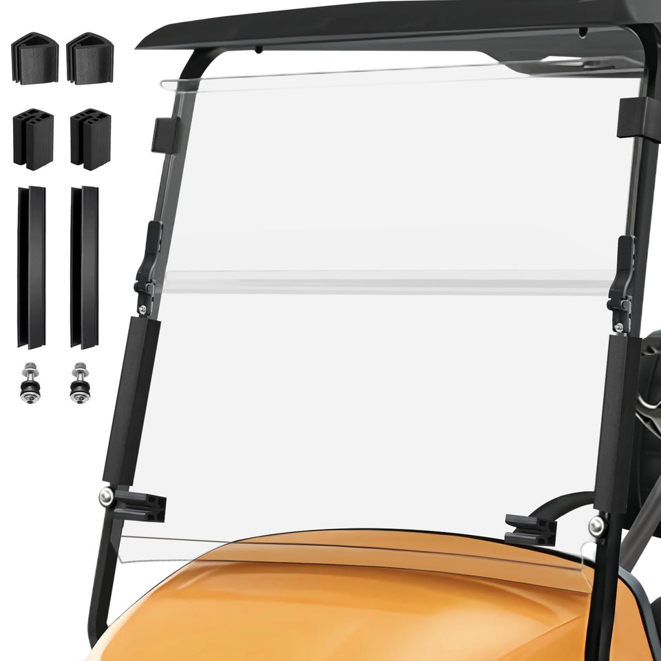 iLSKW golf cart windshield showing 5mm thickness for rugged, clear visibility