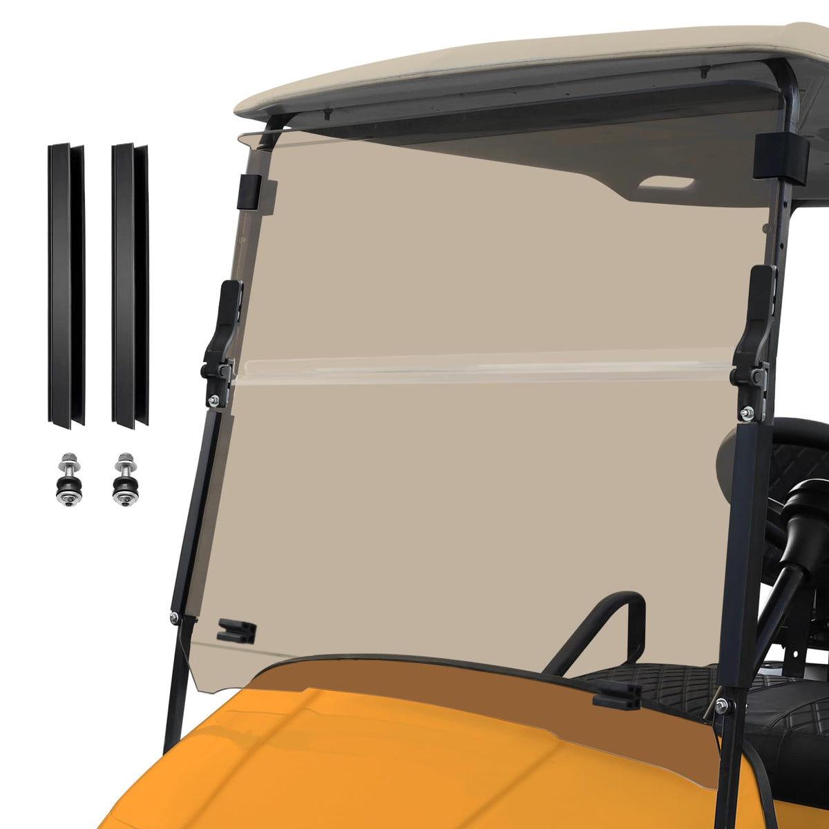 iLSKW foldable windshield on EZGO TXT ready for a sunny round