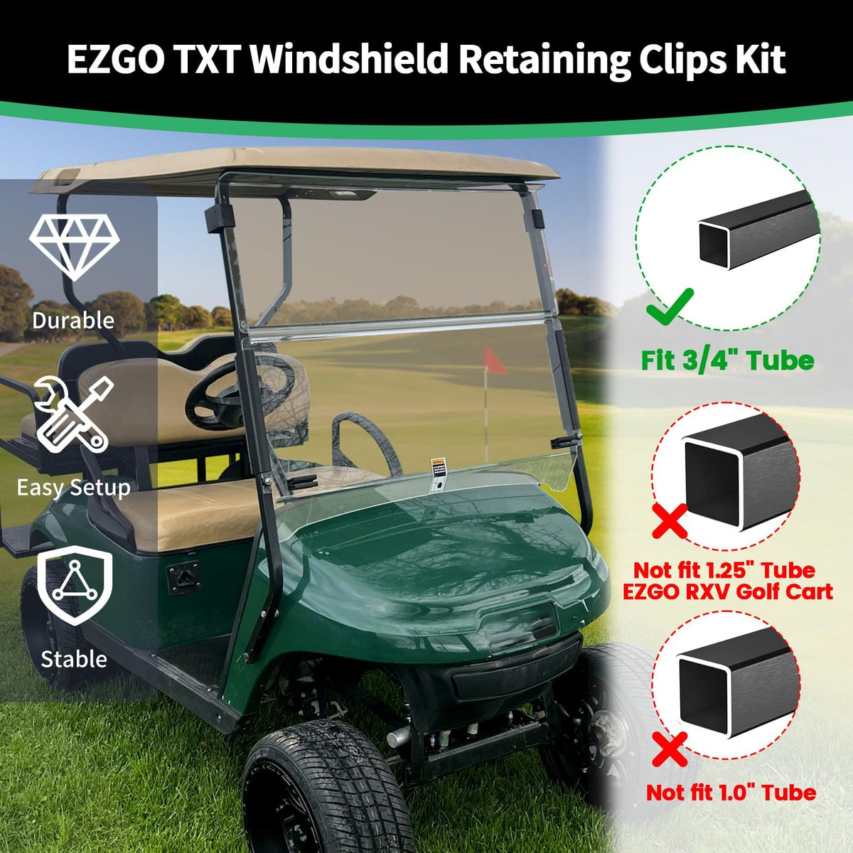 iLSKW retaining clips providing durable hold on EZGO TXT