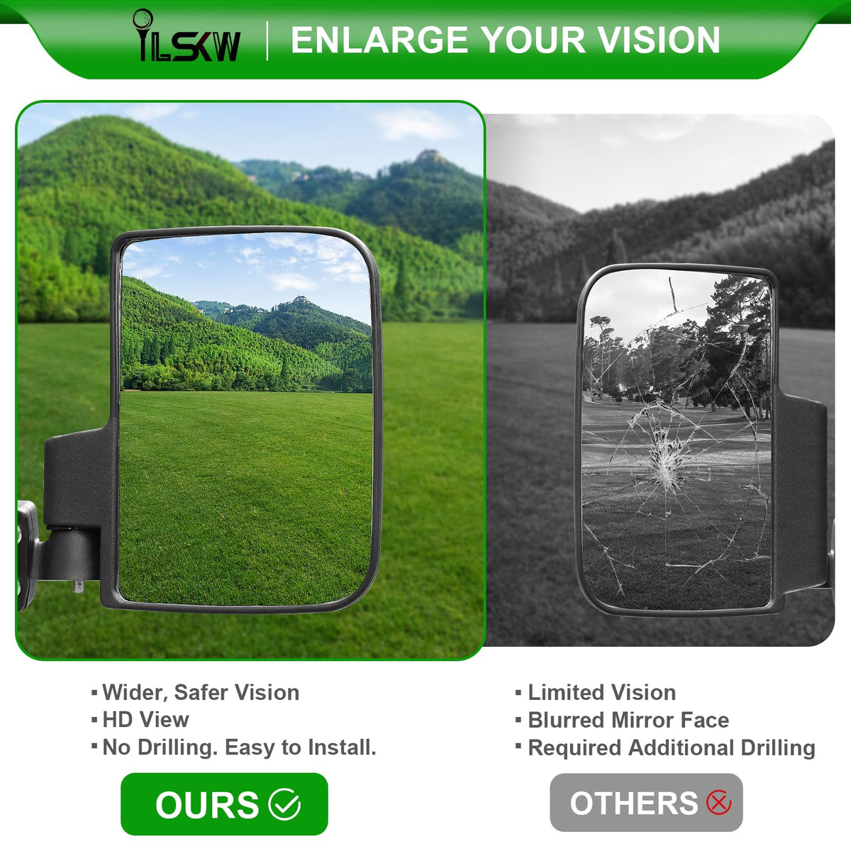 iLSKW HD glass delivers sharp, clear rear visibility