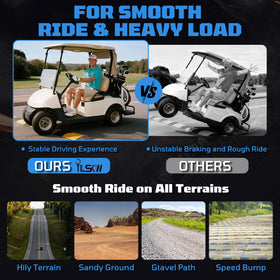 iLSKW heavy-duty coil springs enhance load handling on EZGO carts.