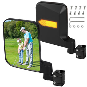 iLSKW no-drill side mirror with built-in reflector for quick golf cart setup