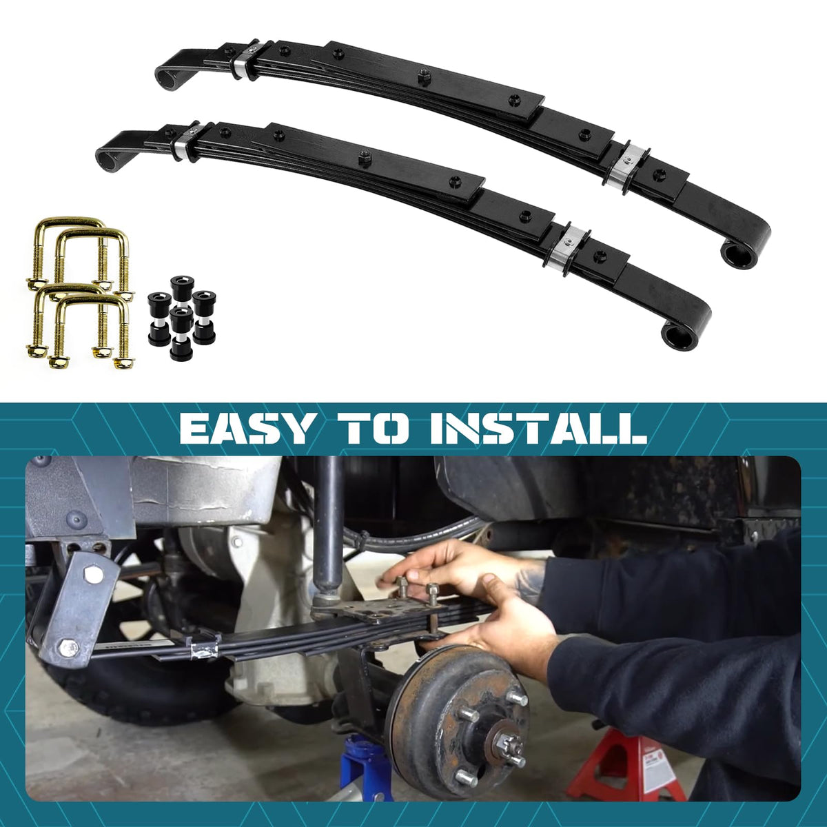 iLSKW EZGO rear spring kit contents, complete replacement parts.
