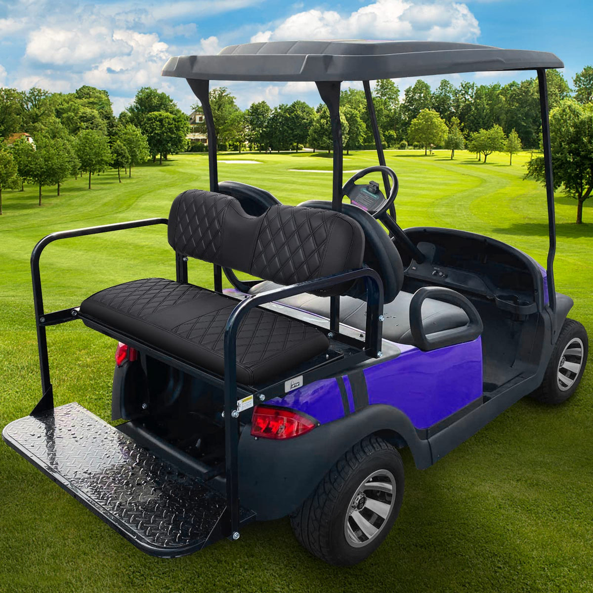 iLSKW seat cover protects original upholstery while enhancing cart appearance.