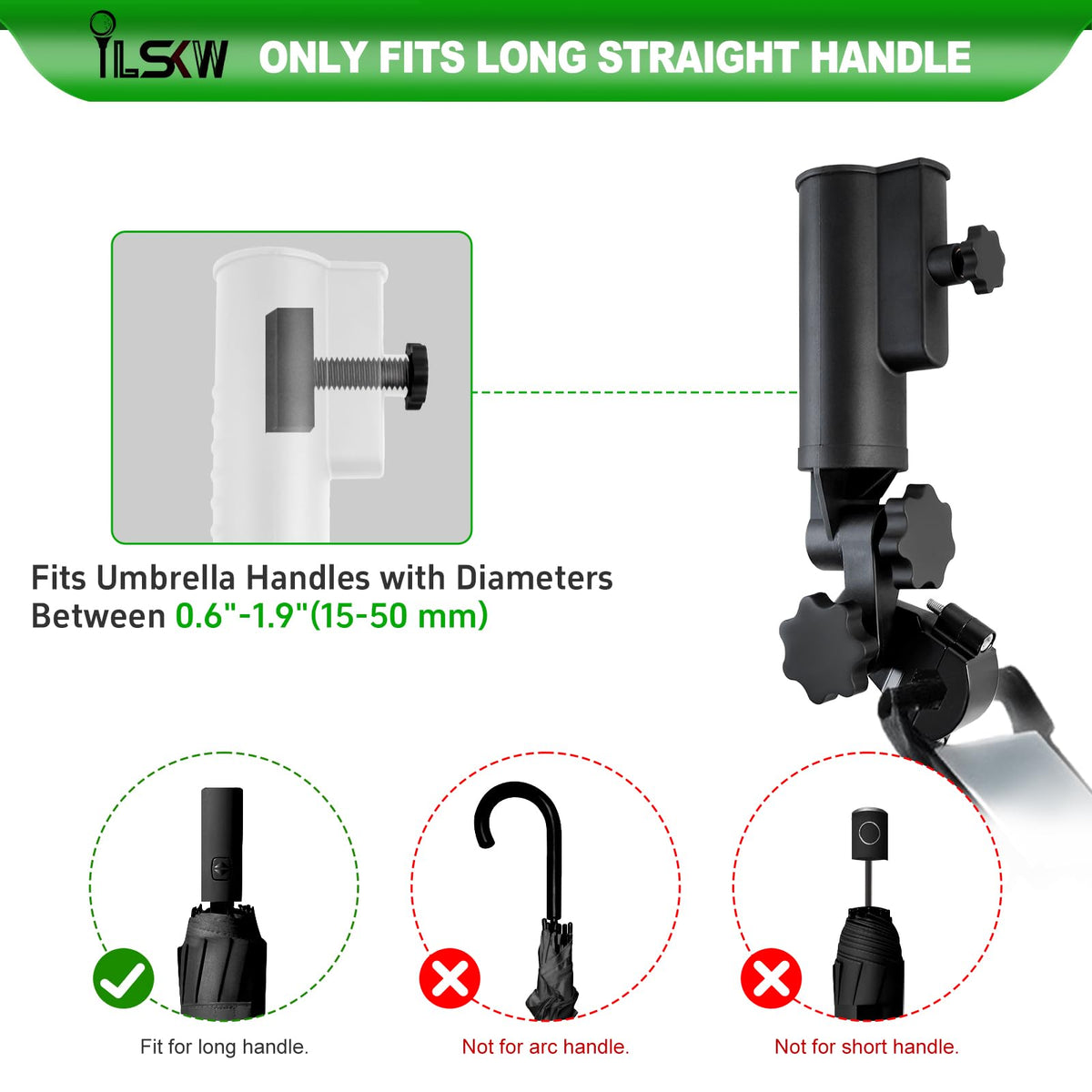 iLSKW aluminium base keeps umbrella firmly attached on rugged terrain