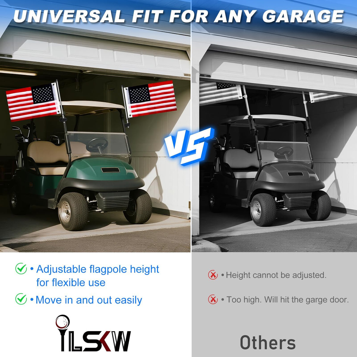 iLSKW upgraded flag holder with knob enables quick height and angle adjustments.