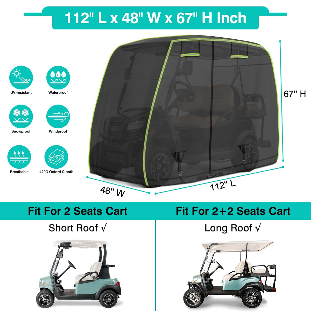 iLSKW UV-coated 420D Oxford fabric shields against sun and weather.