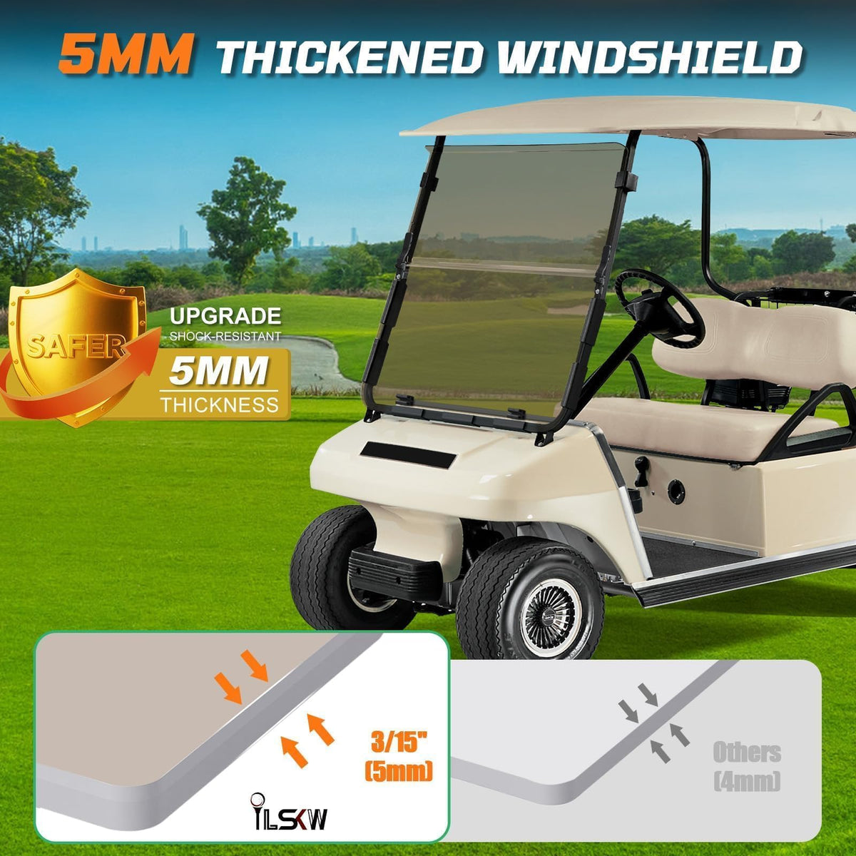 iLSKW windshield with UV protection reduces glare for sunny rides.