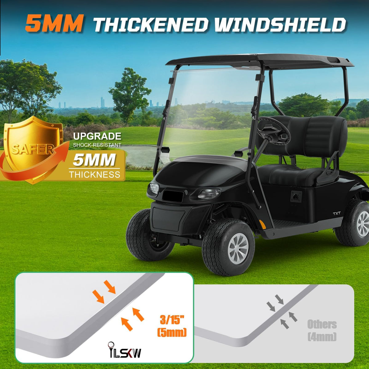 Windshield UV protection and anti-glare features highlighted for comfort