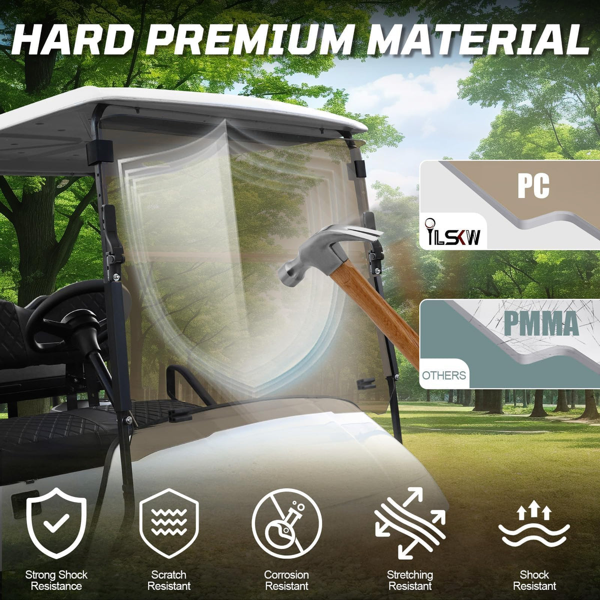 iLSKW UV protection in EZGO windshield shields passengers