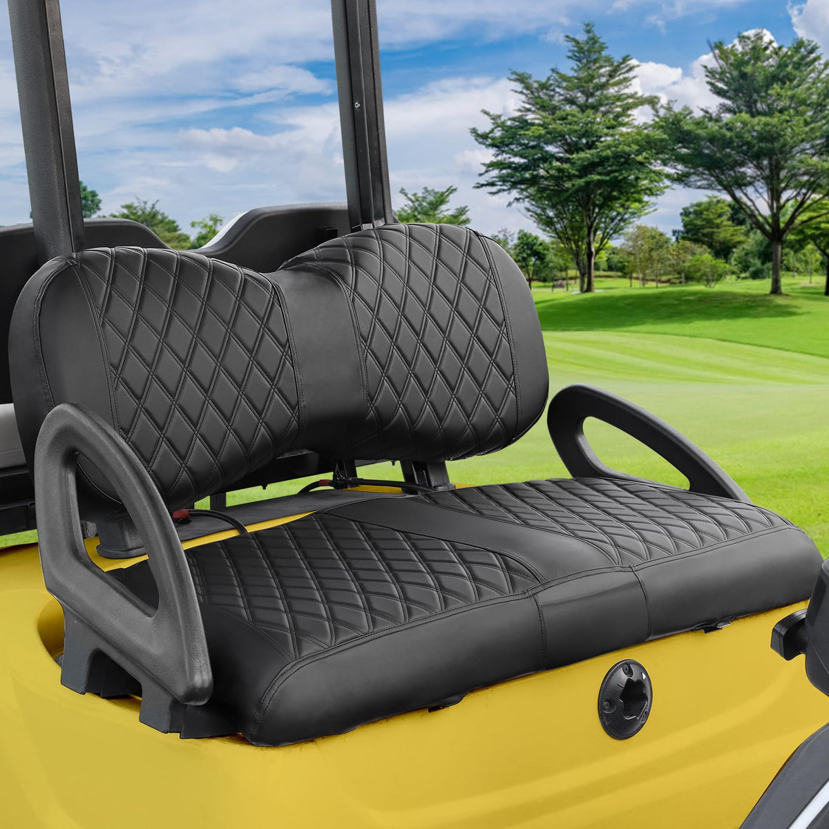 iLSKW Yamaha G29 front-backrest seat cover close-up with durable PVC leather