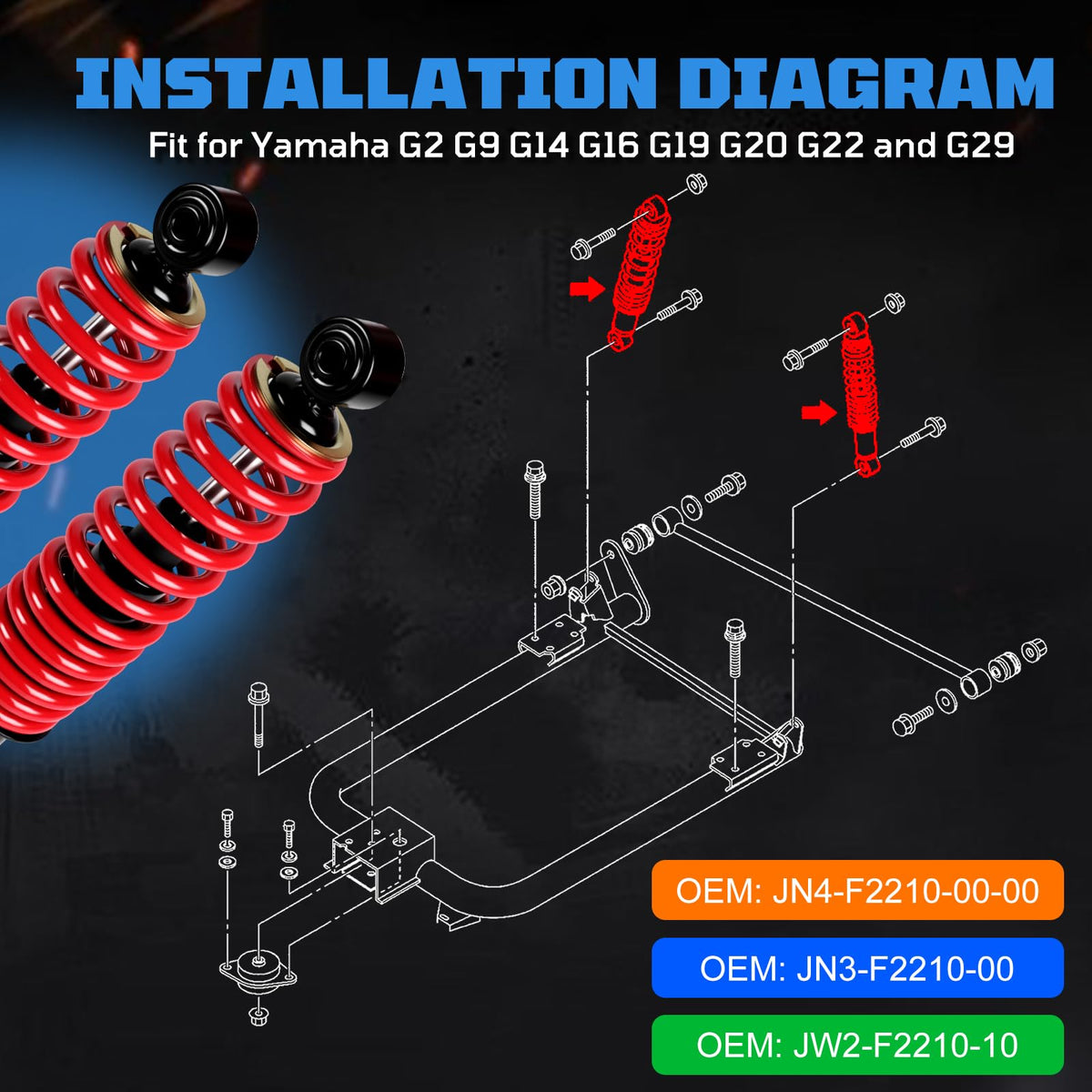 iLSKW shocks fit Yamaha G6–G29 for smoother rides