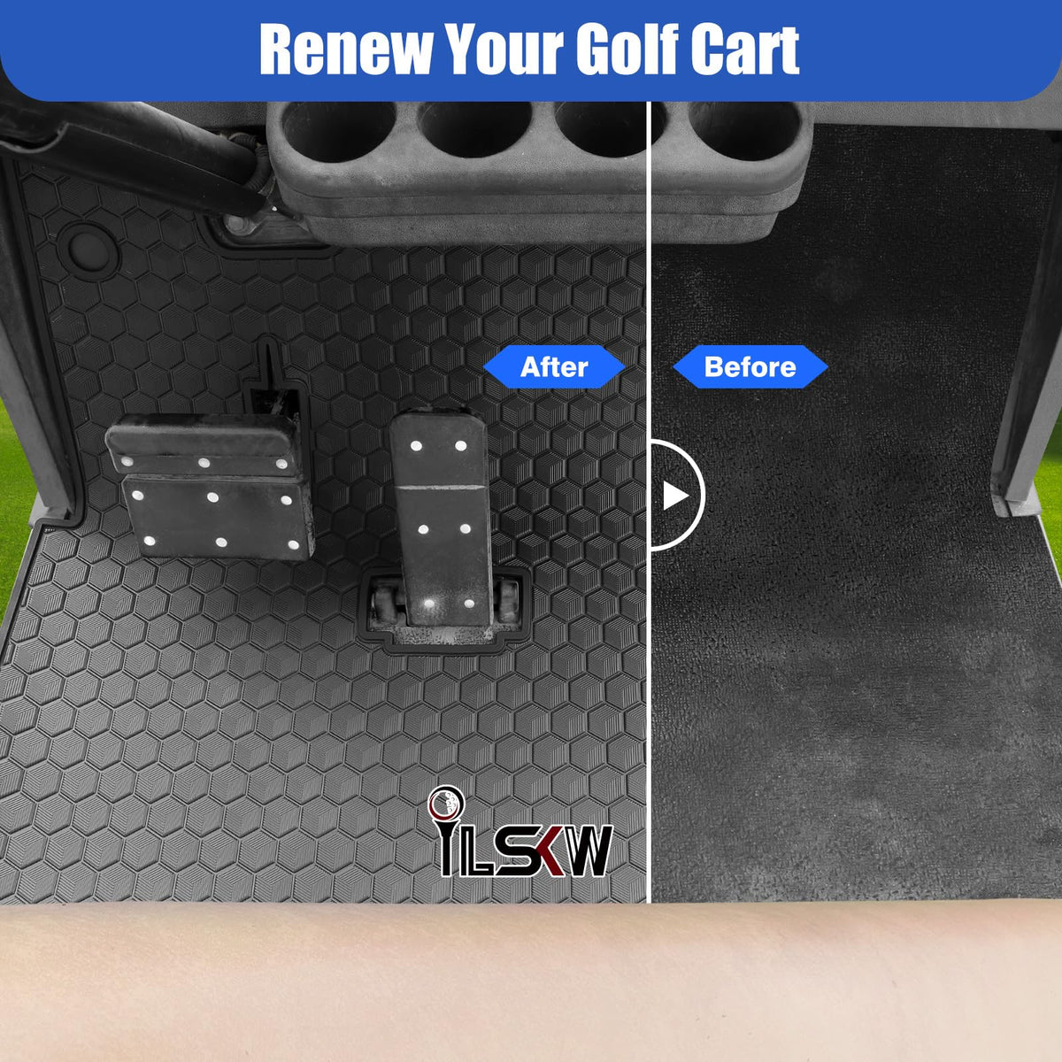 iLSKW EZGO TXT mat is easy to install and rinse clean