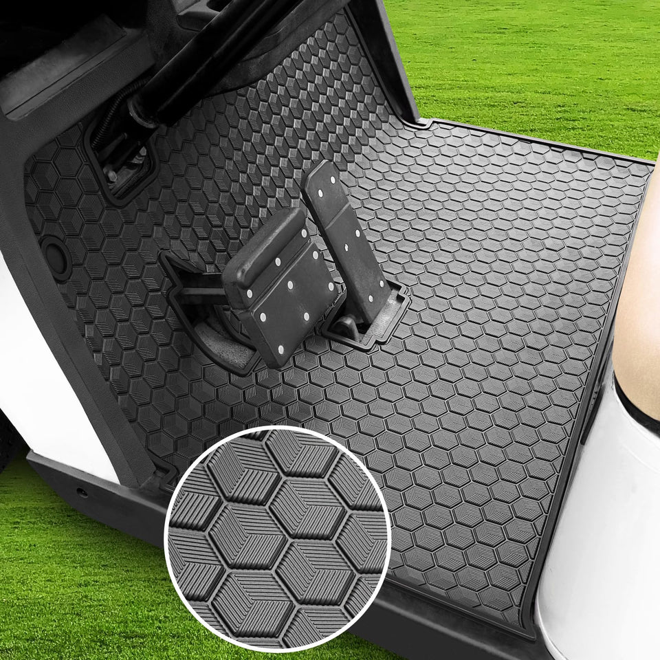 iLSKW EZGO TXT floor mat with full coverage protecting the cabin floor
