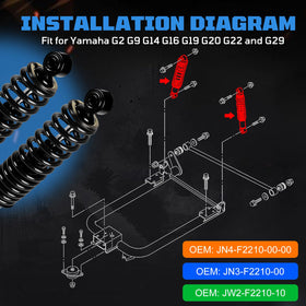 iLSKW 14-inch shocks on a Yamaha cart demonstrate vibration reduction