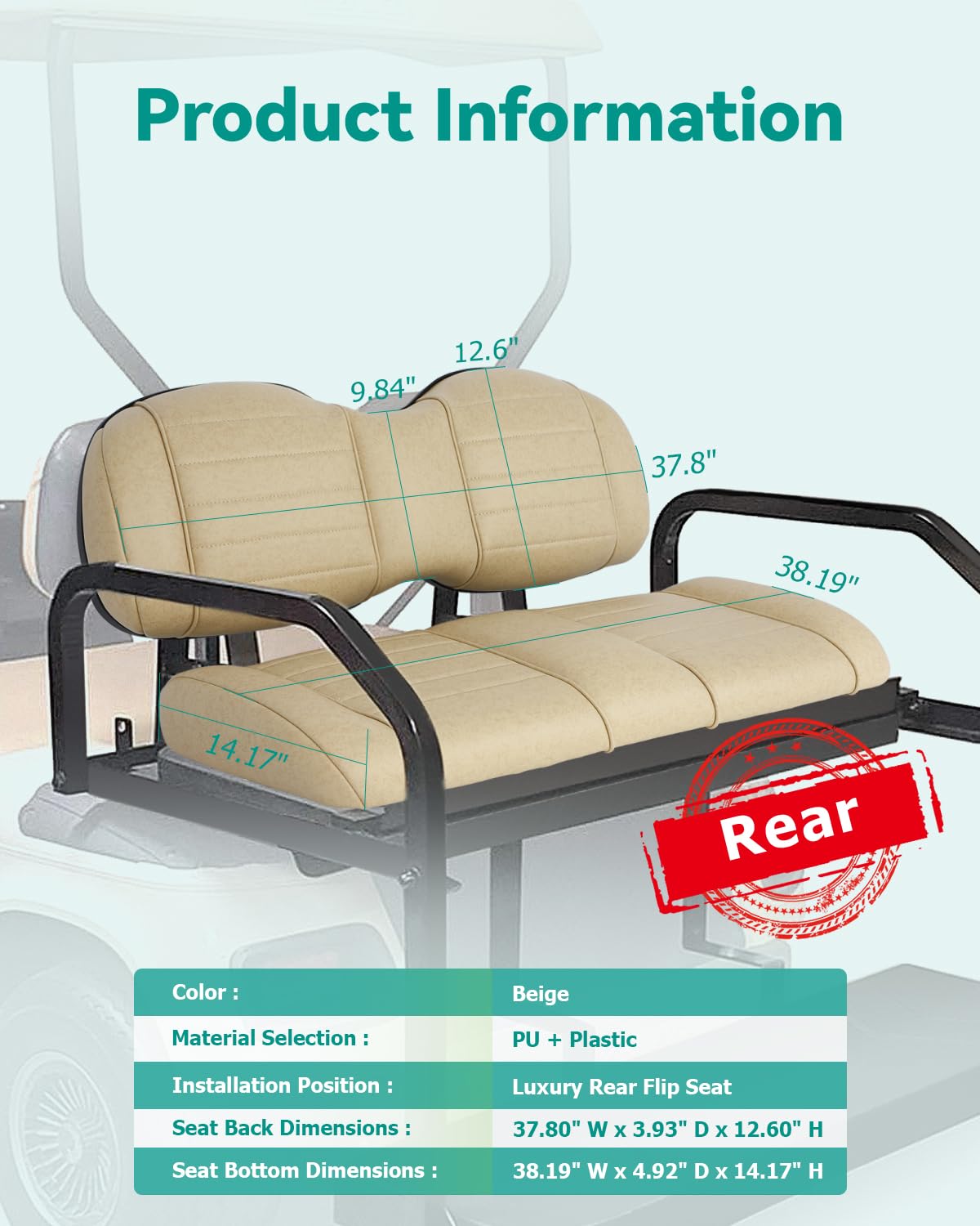 ILVGOLF rear seat bottom cushion kit with predrilled holes for quick mounting