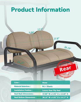 ILVGOLF universal rear cushion bottom in stone; durable seating surface for long rides.