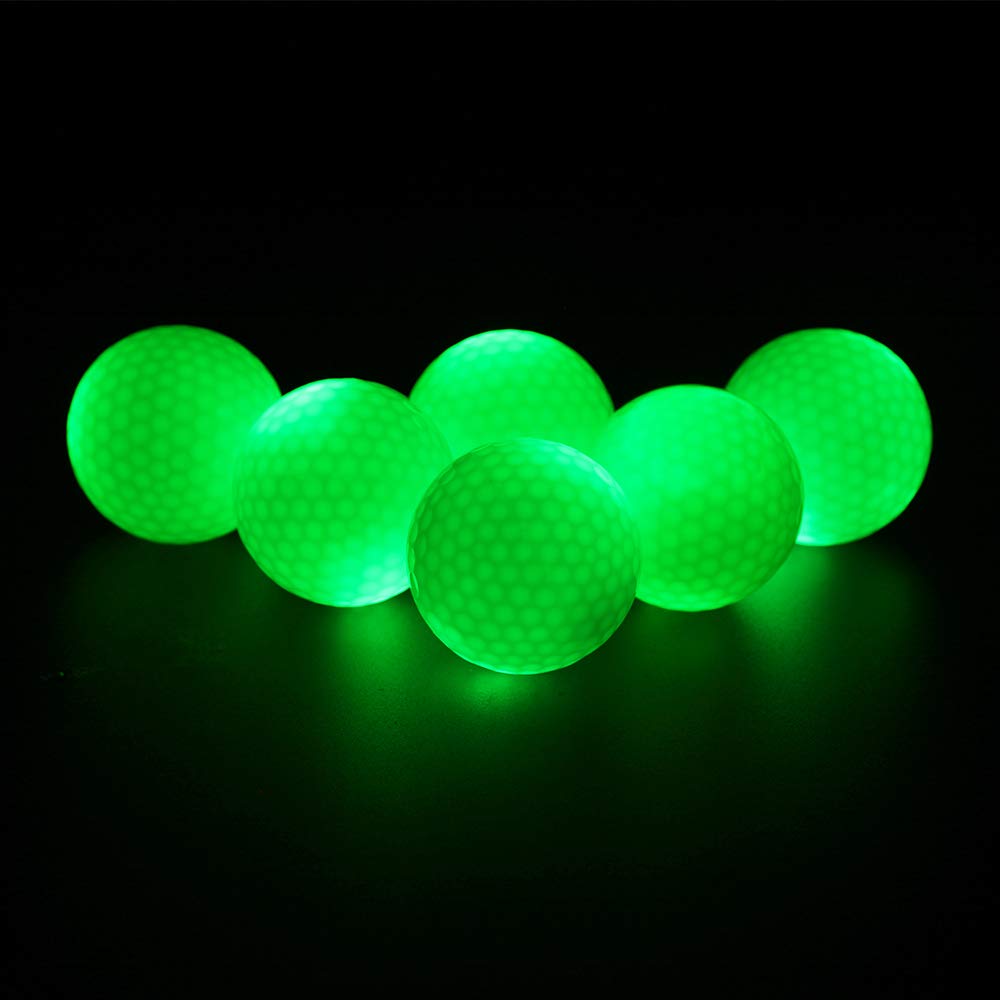ILYSport LED golf ball glowing green for easy night visibility and playful rounds