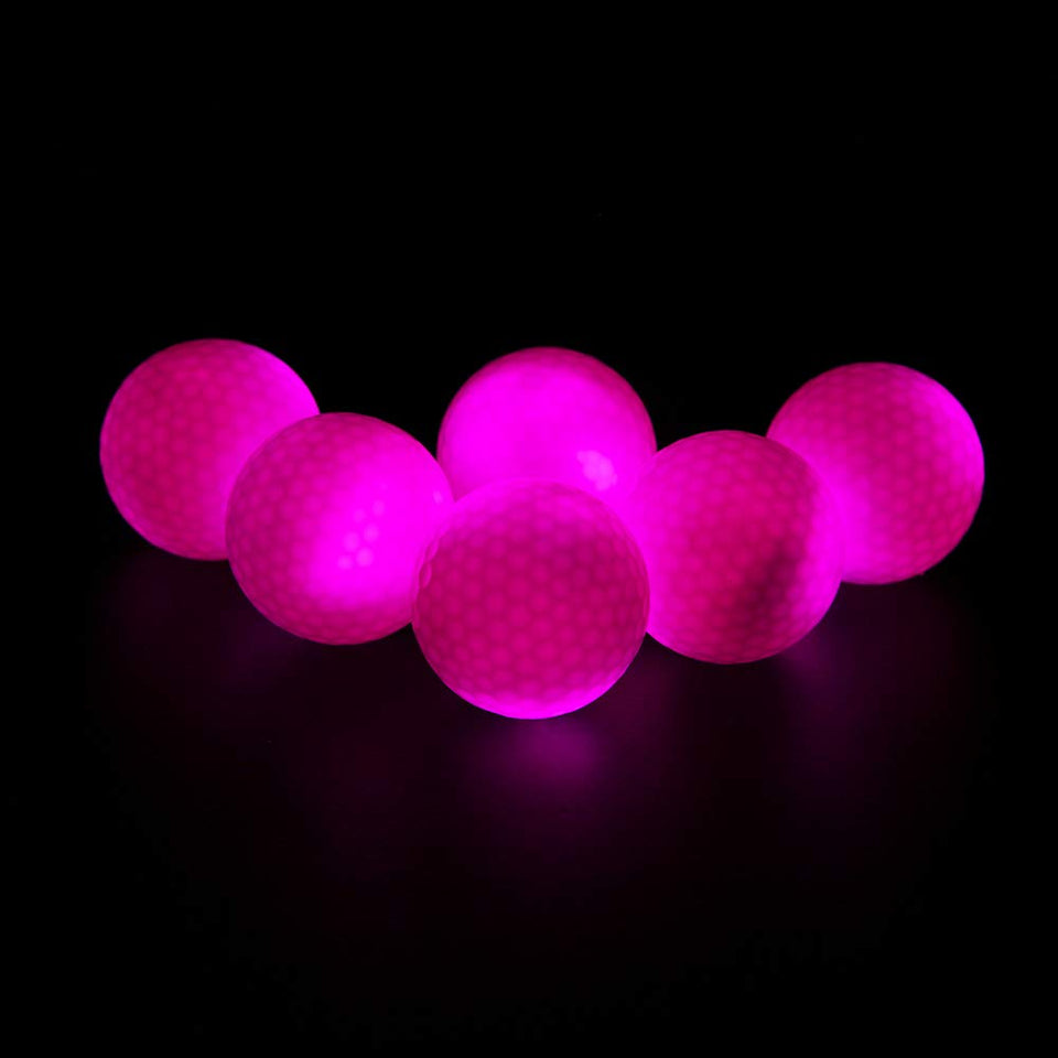 ILYSport LED night golf ball pink glow improves visibility on dark courses