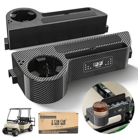 10L0L Golf Cart Armrest with Cup Holder Universal Fit for EZGO Club Car Yamaha | Premium Rear Seat Arm Rest with Phone Holder Carbon Fiber