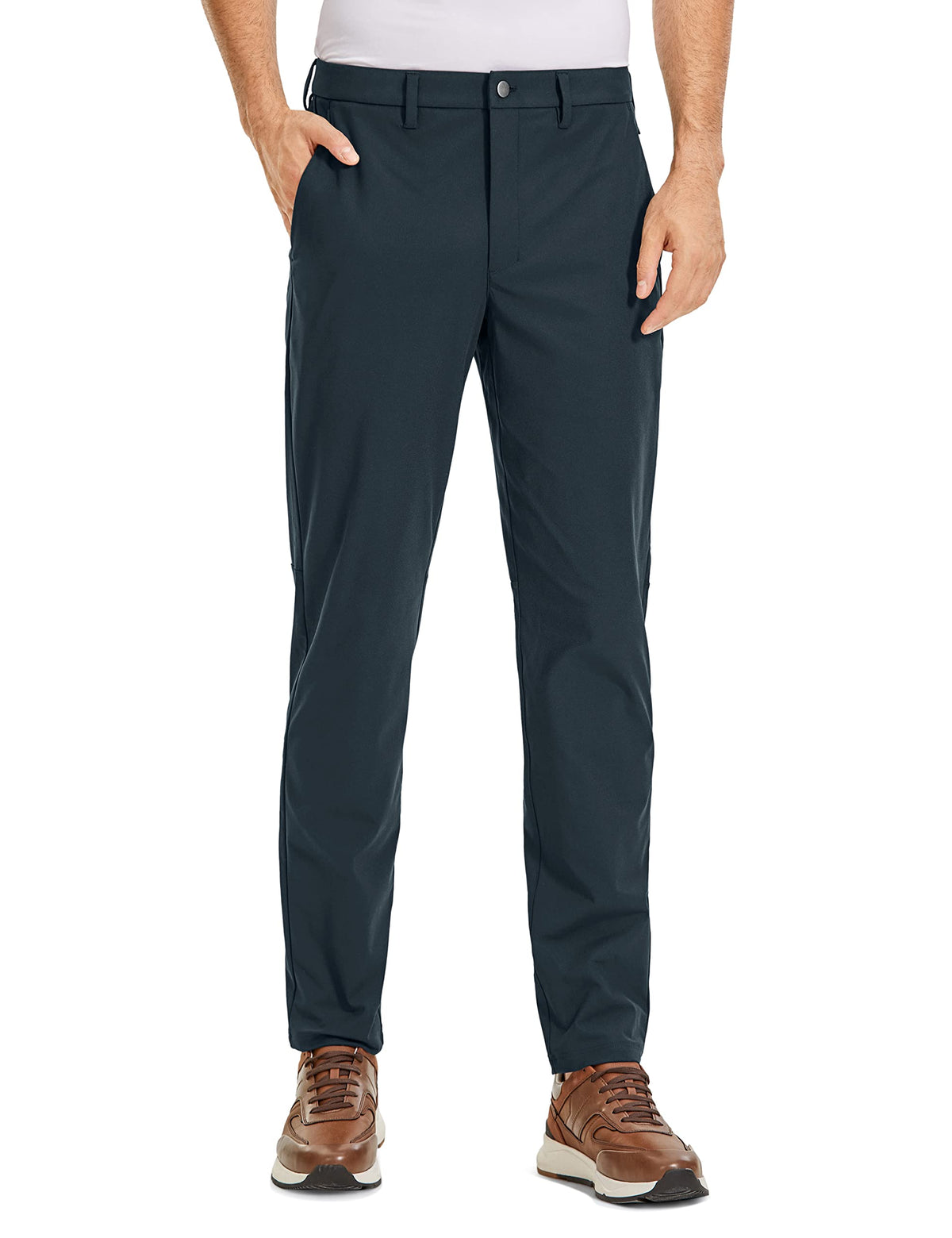 CRZ YOGA Men's All Day Comfy Golf Pants – Quick-Dry, Lightweight Work Trousers (34W x 32L) True Navy