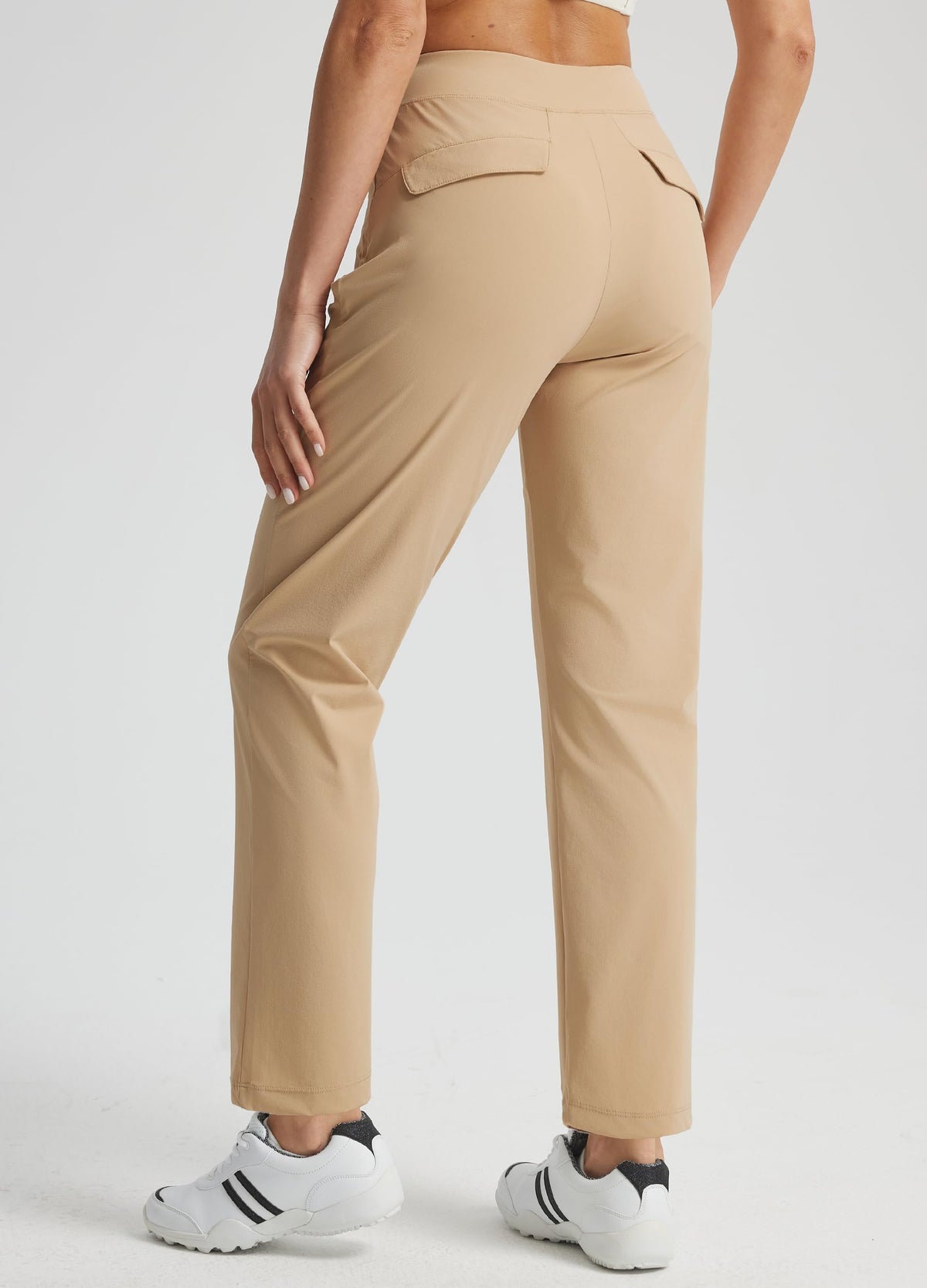 Libin Women's Golf Pants - Stretchy Travel Dress Pant with Zipper Pockets (Khaki, 29, XS)