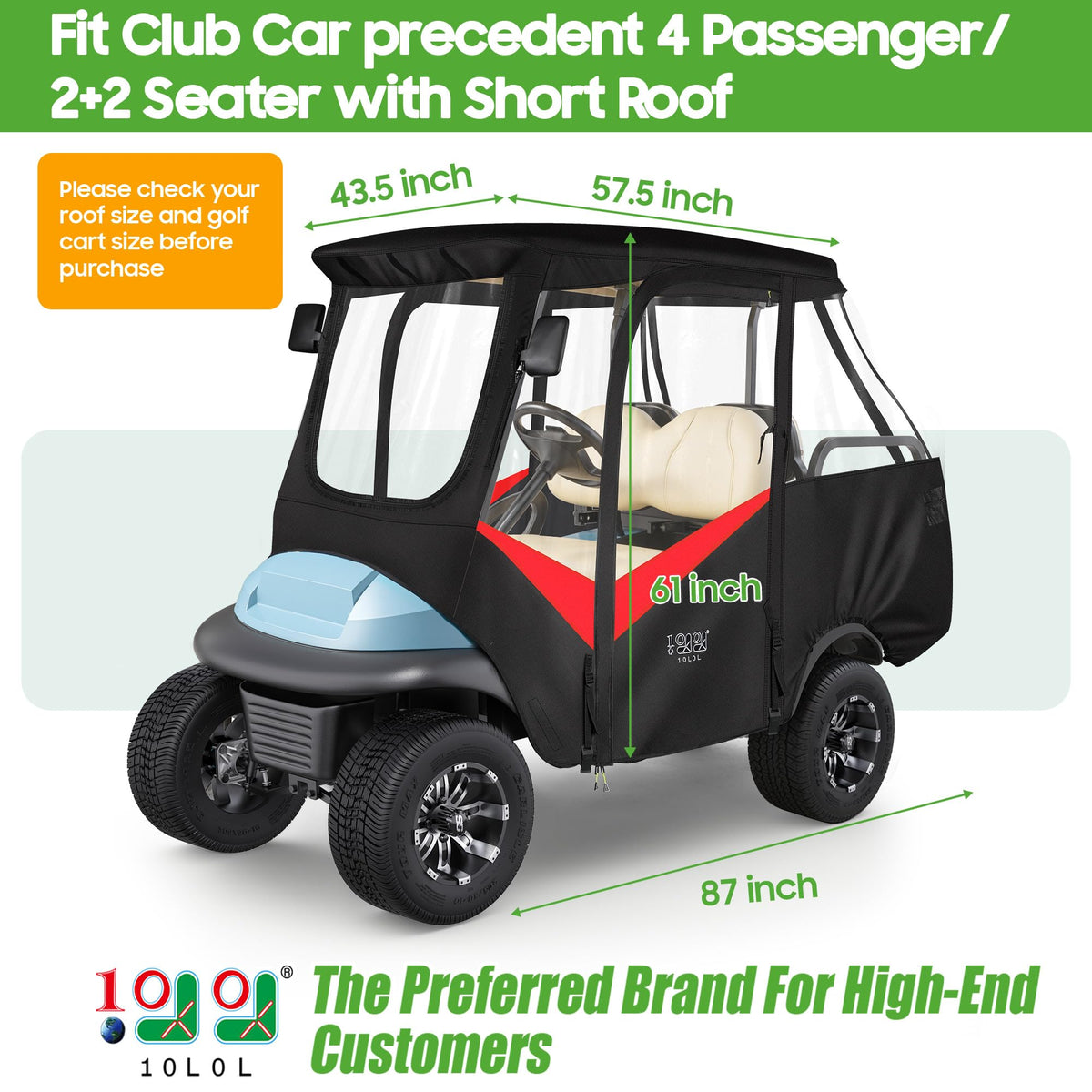 Open PVC window view through 10L0L enclosure for Club Car Precedent.