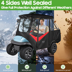 Durable 600D Oxford fabric on the 10L0L golf cart enclosure.