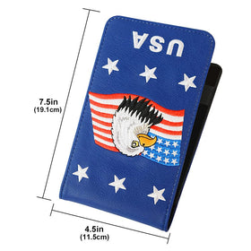 PINMEI Golf Leather Scorecard Holder Cover – Yardage Book with American Flag Ball Marker + Free Pencil, 4.33 × 7.48 in