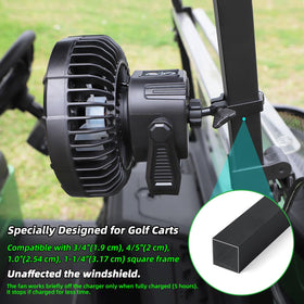 Roykaw Golf Cart Fan 10400mAh – 24H Portable Cooling with LED Light (2-Pack)