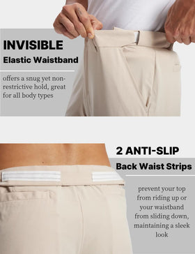 ZOOXING Mens Golf Pants - Lightweight Quick Dry Stretch Trousers, Anti-Slip Back Waistband, Khaki 30/32/34 | 4 Pockets