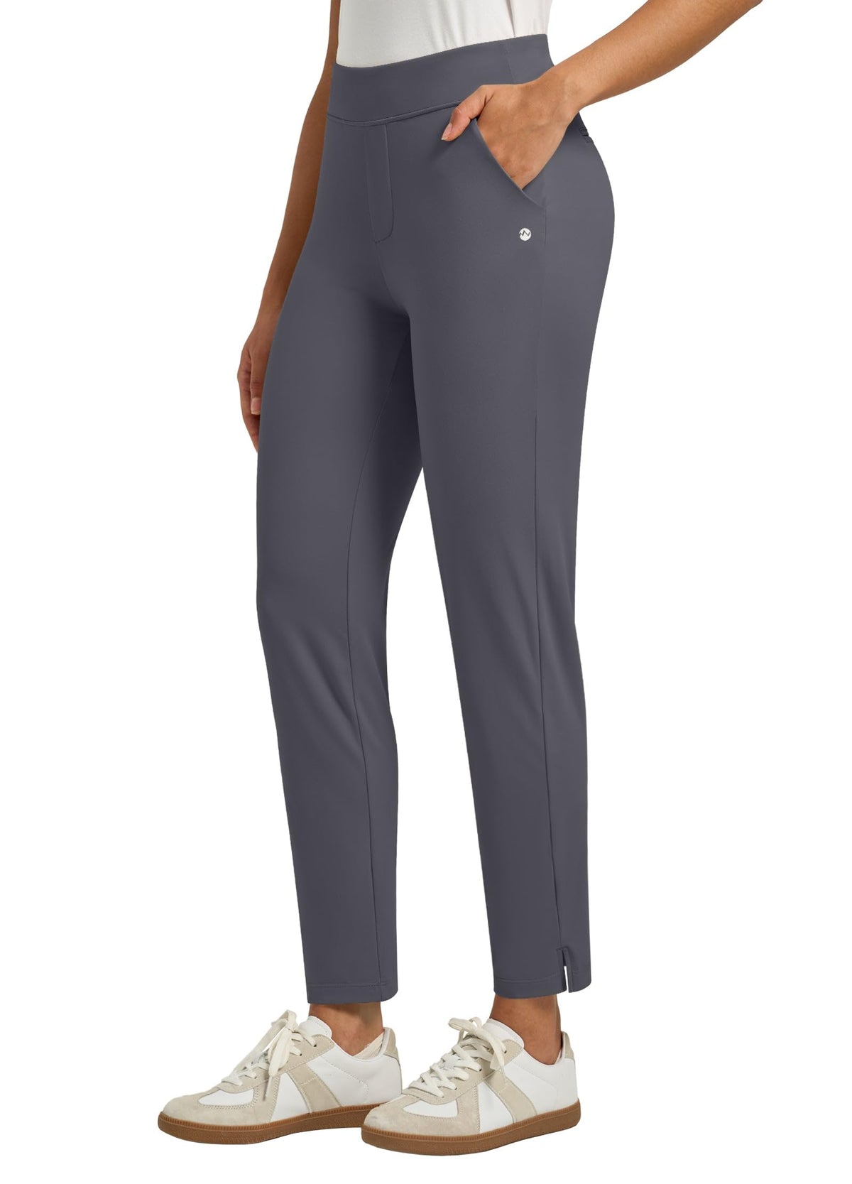 Willit Women's Golf Pants Ankle Travel Stretch Petite — Gray, 7/8 Length, 27.5in Inseam
