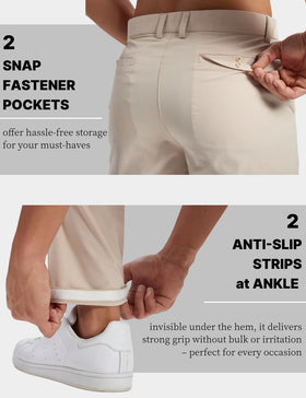 ZOOXING Mens Golf Pants - Lightweight Quick Dry Stretch Trousers, Anti-Slip Back Waistband, Khaki 30/32/34 | 4 Pockets