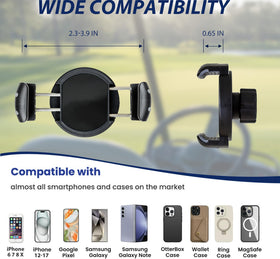 kelofam Golf Cart Phone Holder Mount – Durable Clamp, 360° Rotation, Universal Fit for EZGO/Club Car/Yamaha