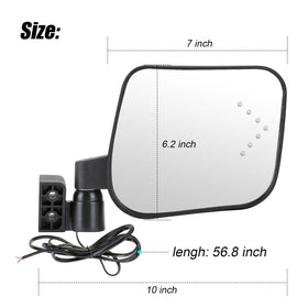 Roykaw Golf Cart No-Drill Folding Side Mirror with LED Turn Signals – Universal Fit (EZGO/Club Car/Yamaha) – 3 Brackets