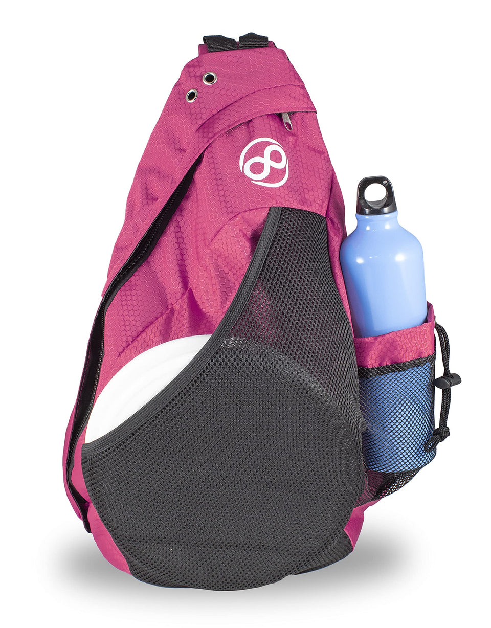 Infinite Discs Slinger Backpack front view pink for fast access to discs