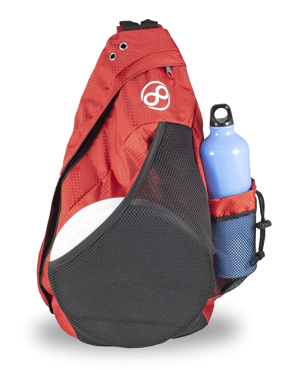 Infinite Discs Slinger Backpack displays inside pocket storing up to 10 discs.