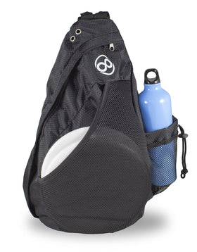 Infinite Discs Slinger Backpack top view showing quick-access disc storage for rounds.
