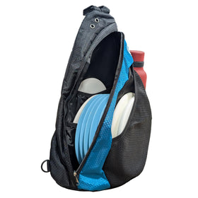 Infinite Discs Slinger Bag with adjustable strap for comfortable left or right shoulder wear.