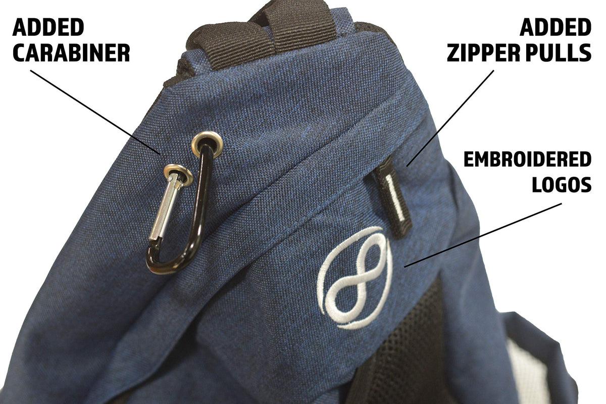 Infinite Discs Slinger Deluxe back zipper pocket securing valuables during play