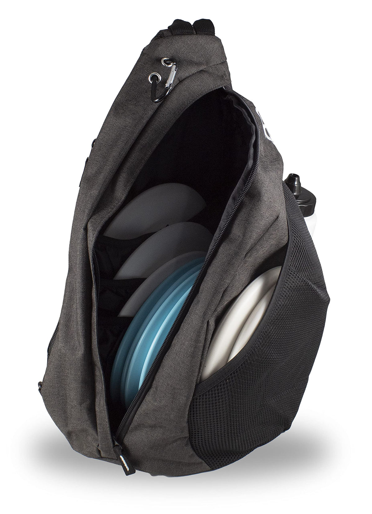 Infinite Discs Slinger Deluxe front putter pouch holds two putters for easy reach.