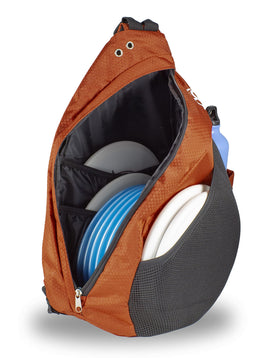 Infinite Discs Slinger front putter pouch holds two putters or oversized discs for easy reach.