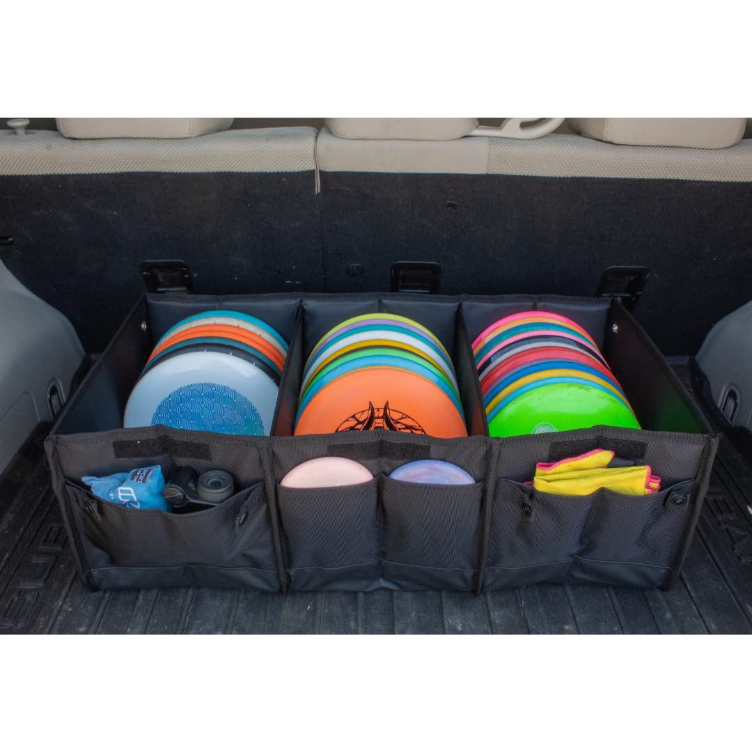 Infinite Discs tote measures 26x14x9 inches for easy fitting.
