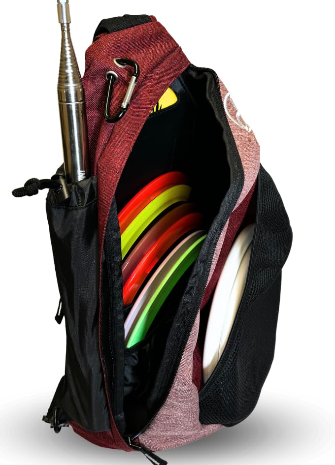 Infinite Discs Tournament Slinger front putter pouch ready for easy access during rounds.