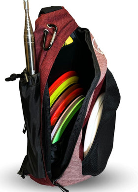 Infinite Discs Tournament Slinger front putter pouch ready for easy access during rounds.